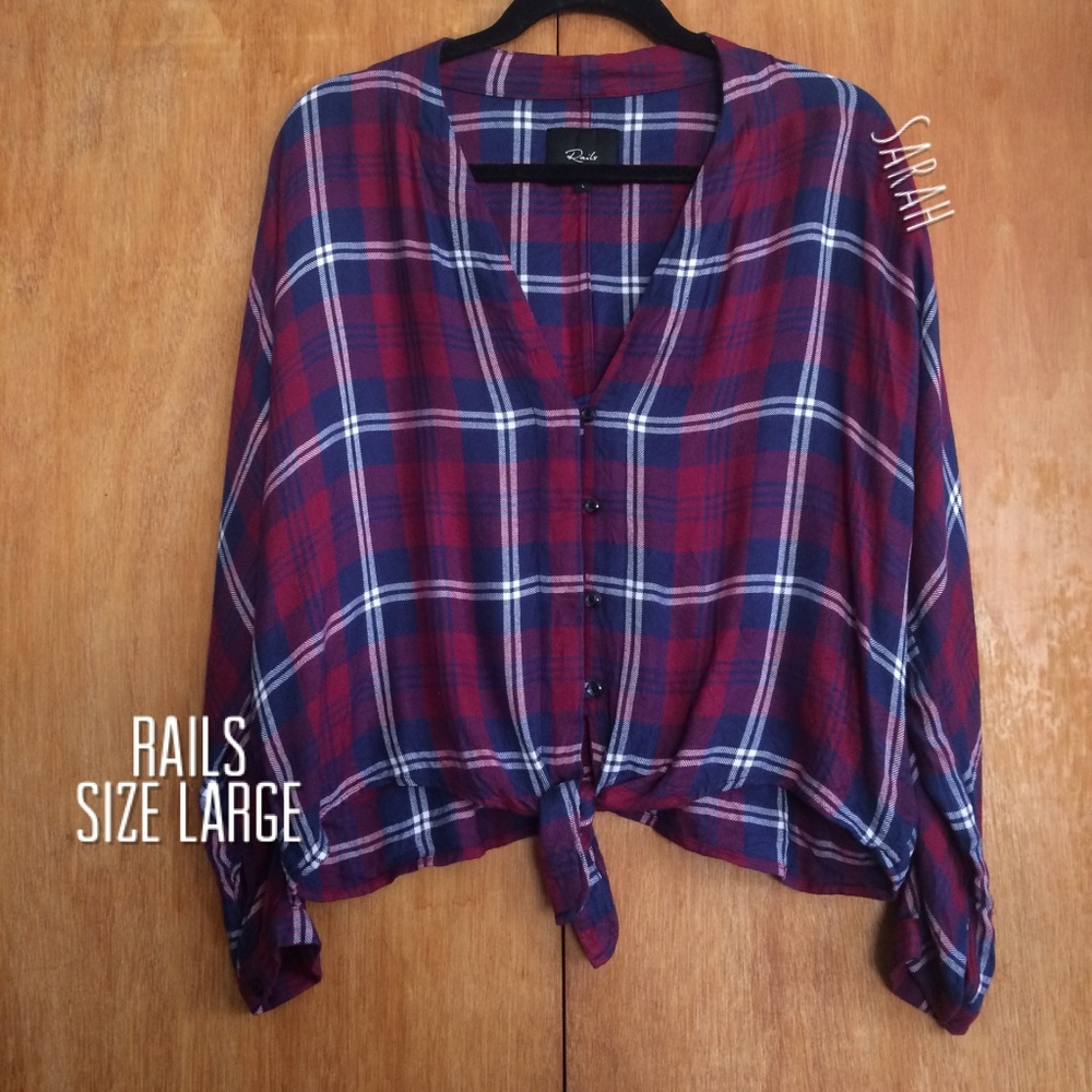 Rails Tie Front Plaid Blouse - image 2